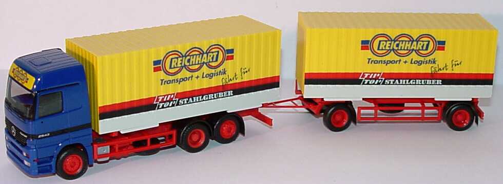 Foto 1:87 Mercedes-Benz Actros LH WKoHgz (Thyssen-Cargobox) 3/2 Reichhart fährt für Tip Top Stahlgruber (HCC-Modell) herpa 196567