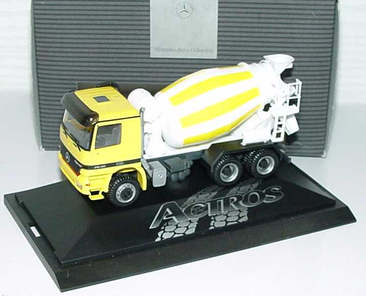 Foto 1:87 Mercedes-Benz Actros M 3a Betonmischer gelb/weiß Werbemodell herpa B66000131