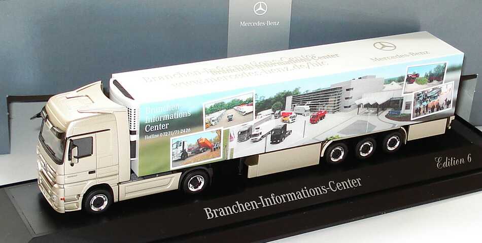 Foto 1:87 Mercedes-Benz Actros Megaspace MP3 KükoSzg 2/3 Branchen-Informations-Center, Edition 6 Werbemodell herpa B66000831