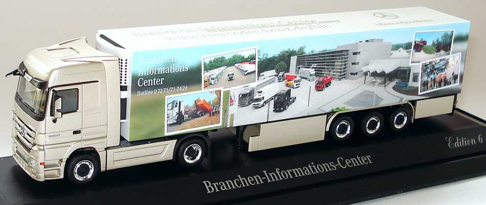 Foto 1:87 Mercedes-Benz Actros Megaspace MP3 KükoSzg 2/3 Branchen-Informations-Center, Edition 6 Werbemodell herpa B66000831