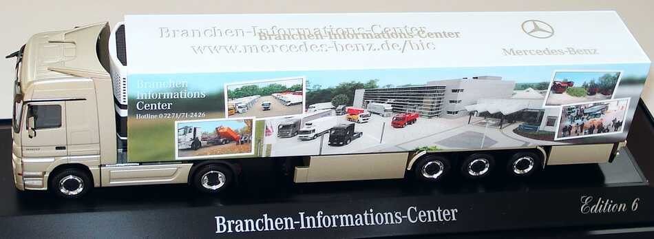 Foto 1:87 Mercedes-Benz Actros Megaspace MP3 KükoSzg 2/3 Branchen-Informations-Center, Edition 6 Werbemodell herpa B66000831