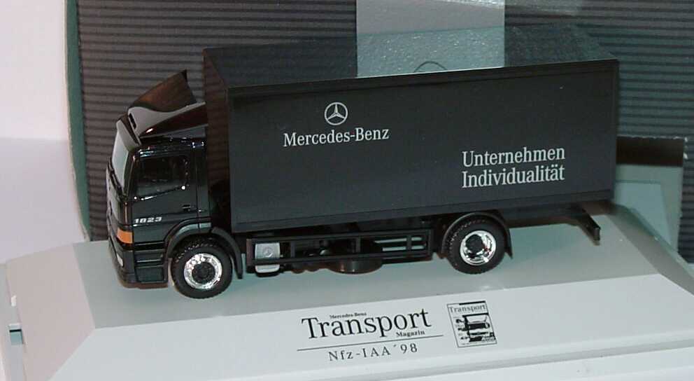 Foto 1:87 Mercedes-Benz Atego 2a Ko-Lkw Unternehmen Individualität, Nfz-IAA ´98, Transport Magazin schwarz Werbemodell herpa B66000313