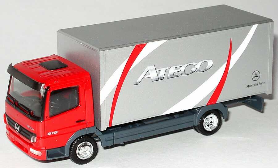 Foto 1:87 Mercedes-Benz Atego 815 Facelift 2a Ko-Lkw rot/silber Atego Werbemodell herpa B66000674