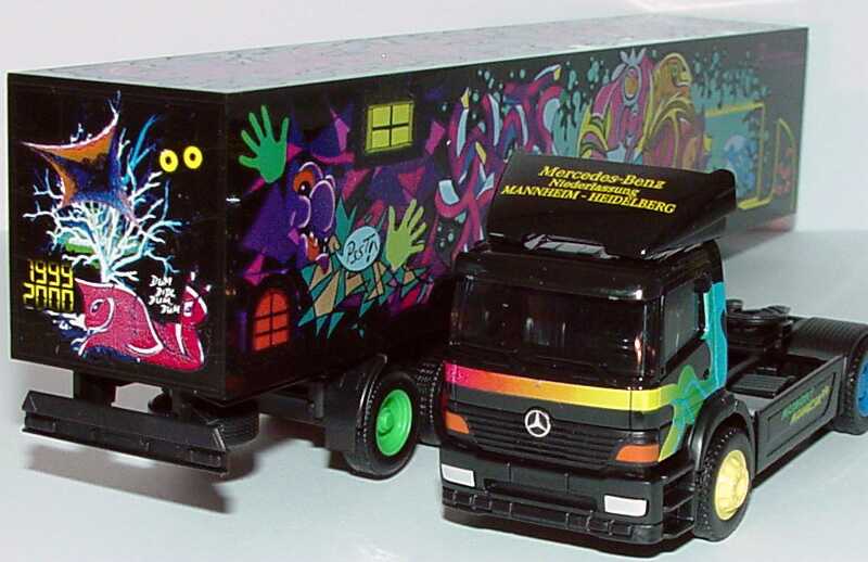 Foto 1:87 Mercedes-Benz Atego Cv KoSzg 2/3 Mercedes-Benz Mannheim-Heidelberg, Maimarkt 1999 Werbemodell herpa