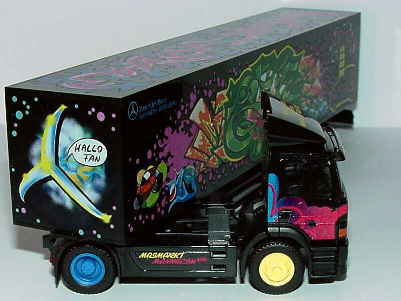 Foto 1:87 Mercedes-Benz Atego Cv KoSzg 2/3 Mercedes-Benz Mannheim-Heidelberg, Maimarkt 1999 Werbemodell herpa