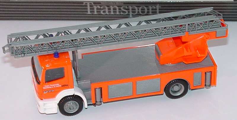 Foto 1:87 Mercedes-Benz Atego Drehleiter tagesleuchtrot Freiw. Feuerwehr Weinberg a. d. Licher Werbemodell herpa B66000269