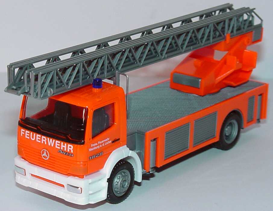 Foto 1:87 Mercedes-Benz Atego Drehleiter tagesleuchtrot Freiw. Feuerwehr Weinberg a. d. Licher Werbemodell herpa B66000269