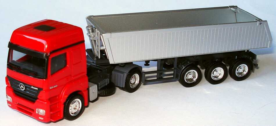 Foto 1:87 Mercedes-Benz Axor LH Facelift KippSzg 2/3 rot/silber Werbemodell herpa B66000679