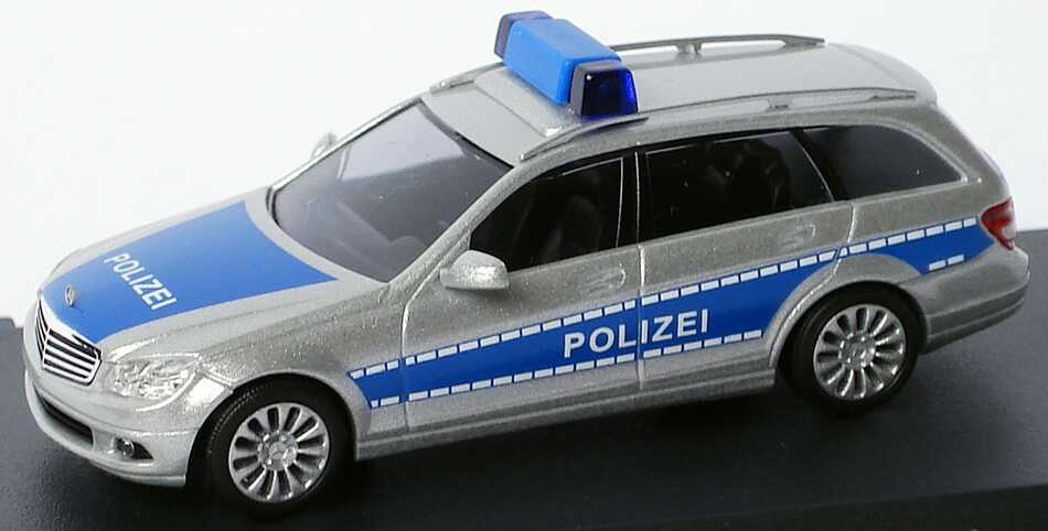 Foto 1:87 Mercedes-Benz C-Klasse T-Modell Elegance (S204) Polizei silber/blau Werbemodell Busch B66960327