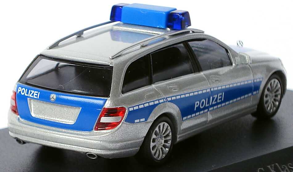 Foto 1:87 Mercedes-Benz C-Klasse T-Modell Elegance (S204) Polizei silber/blau Werbemodell Busch B66960327