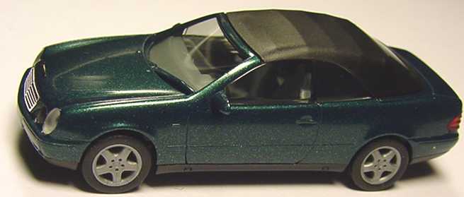 Foto 1:87 Mercedes-Benz CLK Cabrio (A208) mit Softtop dunkelgrün-met. herpa