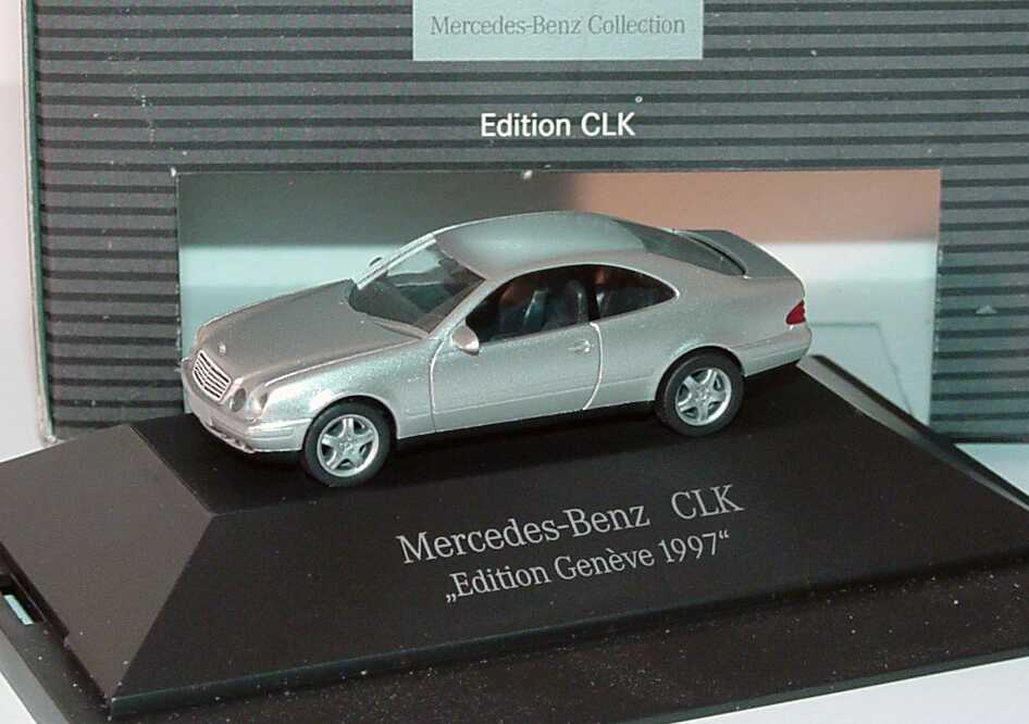 Foto 1:87 Mercedes-Benz CLK (C208) silber-met. Edition Genève 1997 Werbemodell herpa B66005644