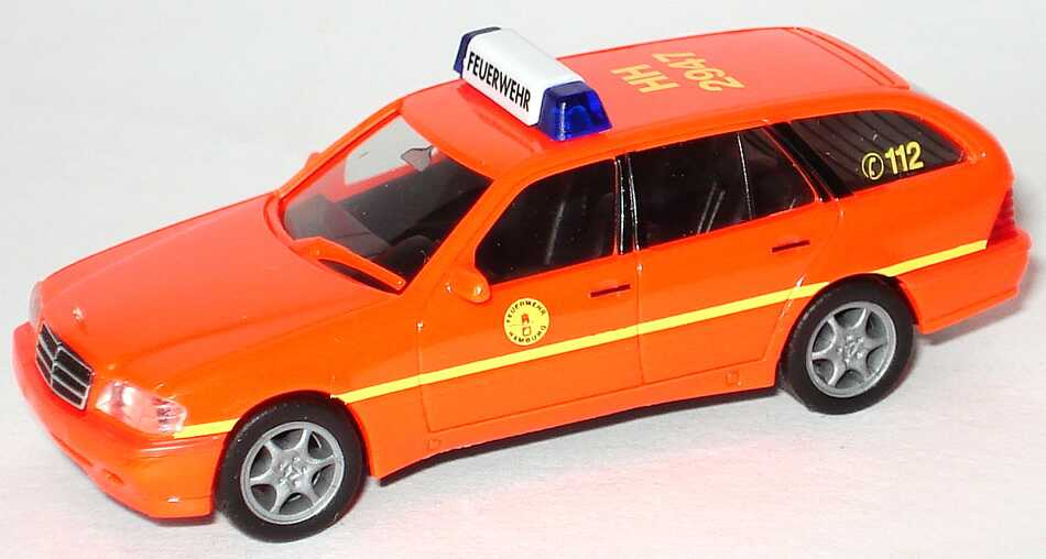 Foto 1:87 Mercedes-Benz C 180 Touring Facelift (S202) ELW Feuerwehr Hamburg HH 2947 herpa 044509