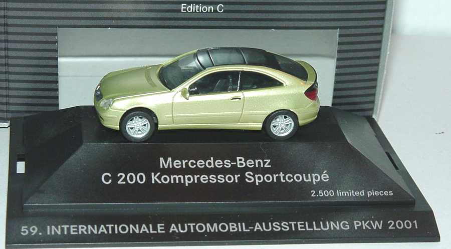 Foto 1:87 Mercedes-Benz C 200 Kompressor Sportcoupé heliodorgrün-met. IAA 2001 Werbemodell herpa