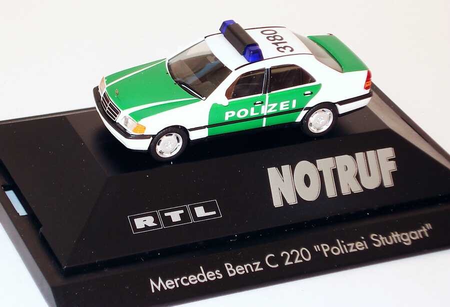 Foto 1:87 Mercedes-Benz C 220 (W202) Polizei Stuttgart, 3180, RTL Notruf (Göde-Edition) herpa 335-008-5