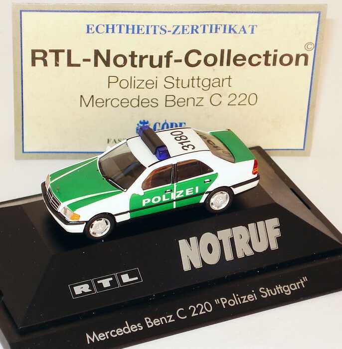 Foto 1:87 Mercedes-Benz C 220 (W202) Polizei Stuttgart, 3180, RTL Notruf (Göde-Edition) herpa 335-008-5