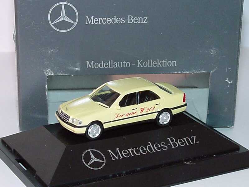 Foto 1:87 Mercedes-Benz C-Klasse W202 lichtgelb - 25 Jahre Autohaus Falter GmbH - Werbemodell - herpa