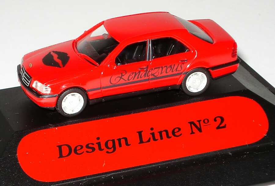 Foto 1:87 Mercedes-Benz C 220 (W202) rot Rendezvous (Frankie Cars Design Line Edition2, mit Armbanduhr) Fremddruck herpa