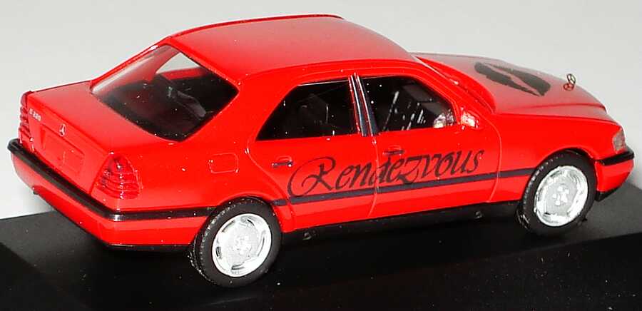 Foto 1:87 Mercedes-Benz C 220 (W202) rot Rendezvous (Frankie Cars Design Line Edition2, mit Armbanduhr) Fremddruck herpa