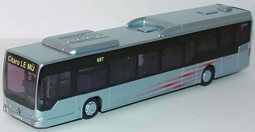 Foto 1:87 Mercedes-Benz Citaro LE MÜ blausilbermet mit Streifendesign Werbemodell AMW/AWM B66000707