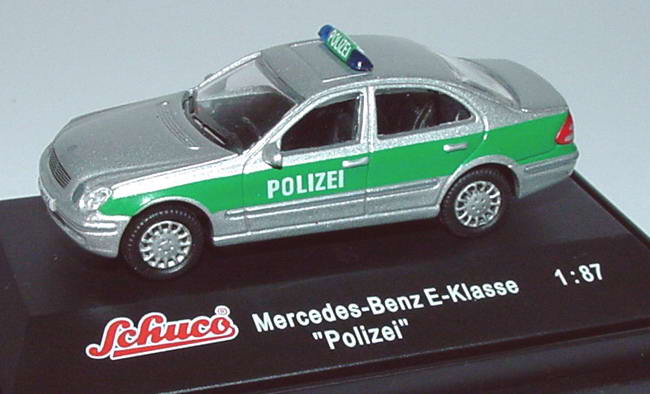 Foto 1:87 Mercedes-Benz E-Klasse (W211) Polizei silber/grün Schuco 21753