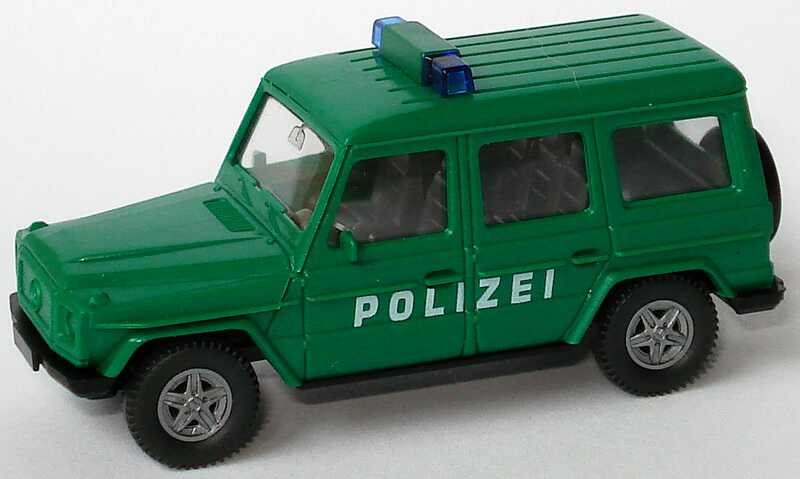Foto 1:87 Mercedes-Benz G 230 lang Polizei grün, neue Warnleuchten Wiking
