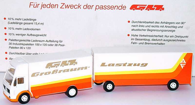 Foto 1:87 Mercedes-Benz (K) Topsleeper MöbeltransportHgz 2/2 AF Ackermann - Fruehauf, GLZ Großraum-Lastzug (AF Werbeverpackung) herpa