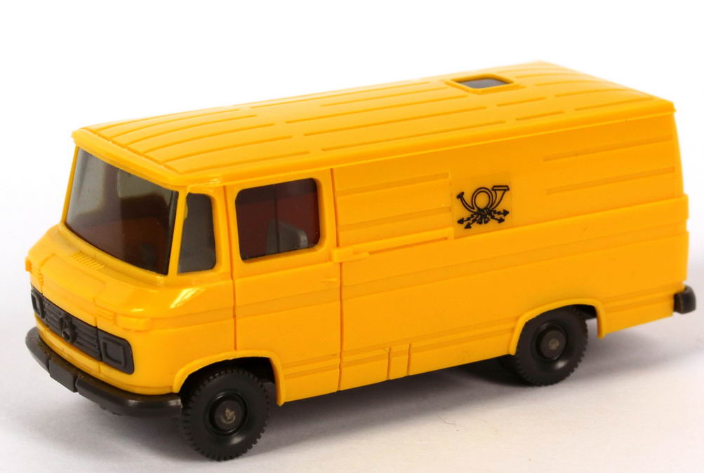 Foto 1:87 Mercedes-Benz L406 Kasten Deutsche Post gelb (Folie altes Logo) Wiking 277