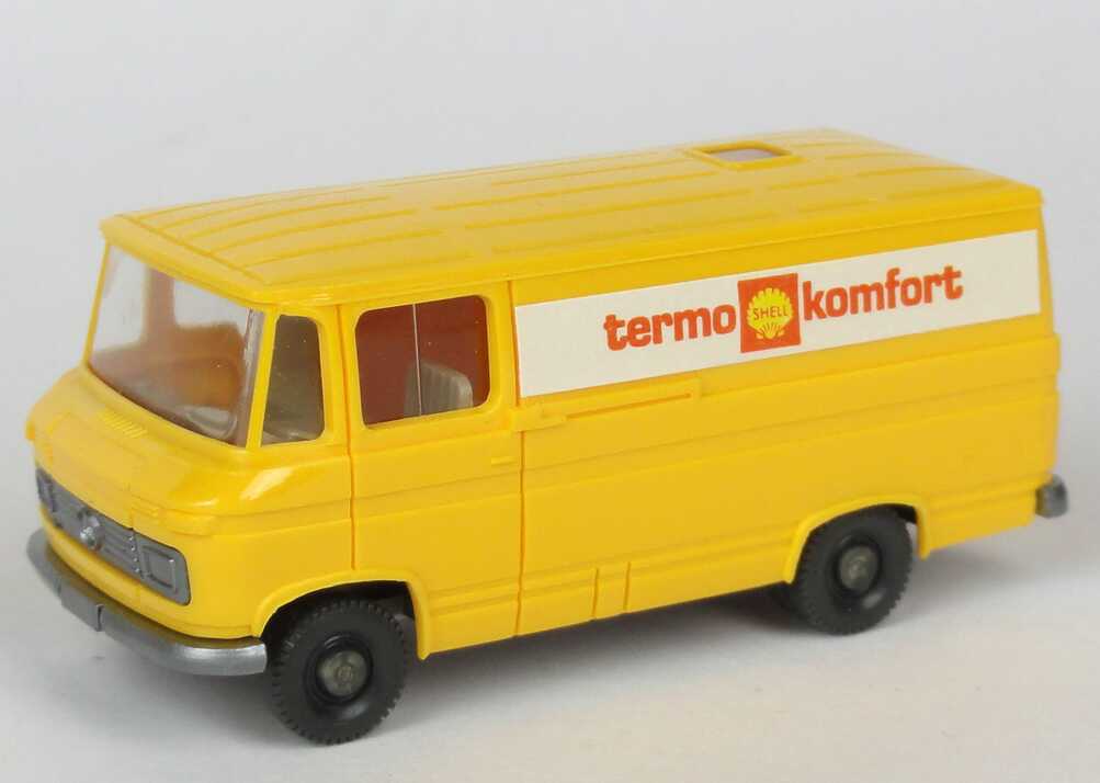 Foto 1:87 Mercedes-Benz L406 Kasten Shell Termo Komfort (Chassis silbergrau, Verglasung klar) Wiking 809