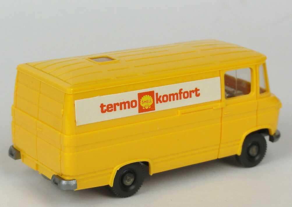 Foto 1:87 Mercedes-Benz L406 Kasten Shell Termo Komfort (Chassis silbergrau, Verglasung klar) Wiking 809