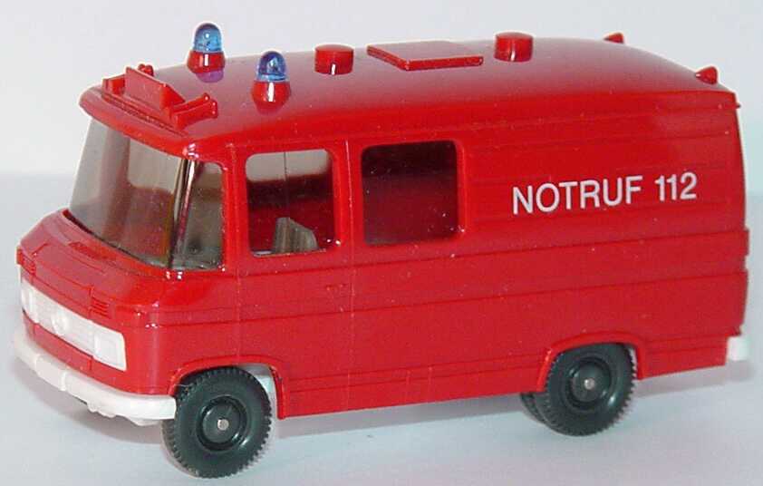 Foto 1:87 Mercedes-Benz L406 Rettungswagen Feuerwehr, Druck Notruf 112 rot Wiking 608