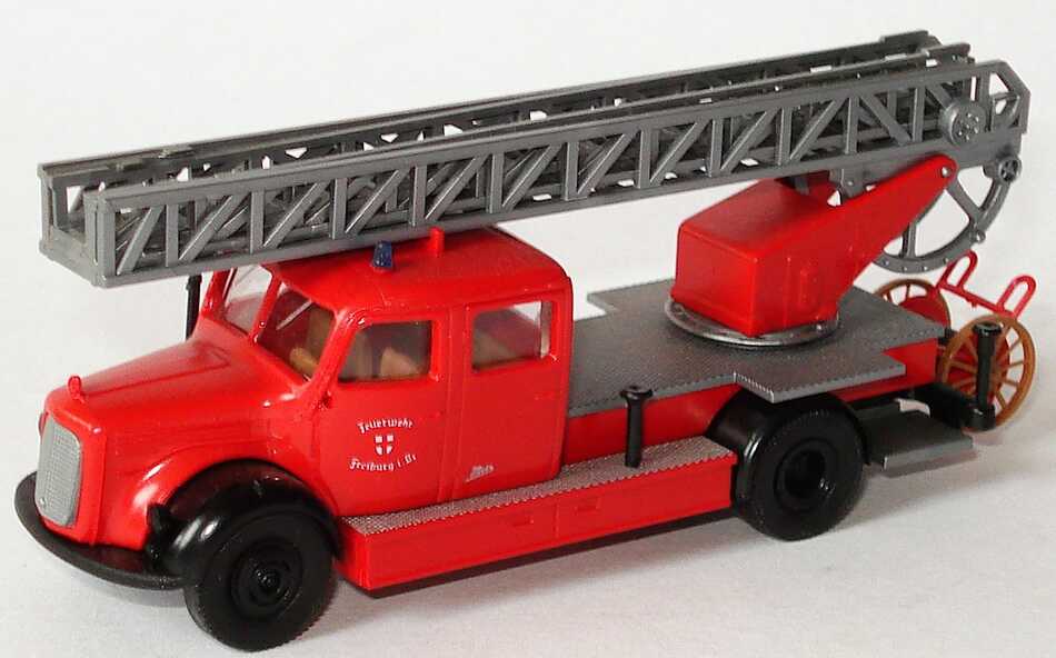 Foto 1:87 Mercedes-Benz LF 3500/42 Metz Drehleiter DL 22 Feuerwehr Freiburg i. Br. (8. Landesfeuerwehrtag Baden-Württemberg 1998) Brekina