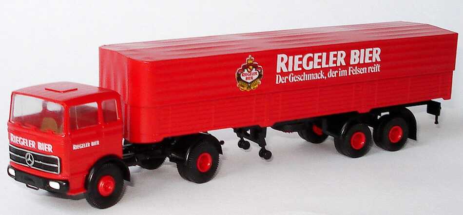 Foto 1:87 Mercedes-Benz LPS 1620 PPSzg 2/2 Riegeler Bier - Der Geschmack, der im Felsen reift Brekina