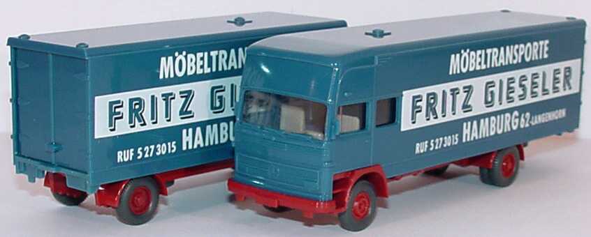 Foto 1:87 Mercedes-Benz LP 1620 MöbelkofferHgz 2/2 Möbeltransporter Fritz Gieseler, Hamburg 62-Langenhorn Wiking 500