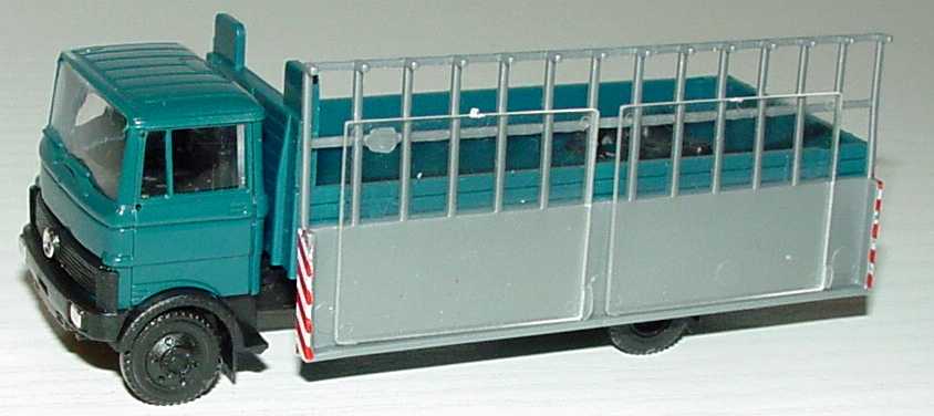 Foto 1:87 Mercedes-Benz LP 813 2a Pritschen-LKW mit Glastransportgestell petrolblau Praliné 80773