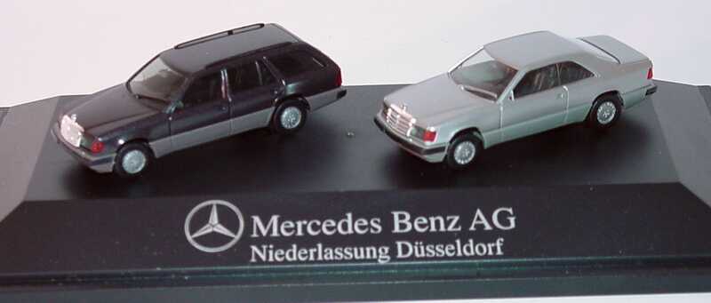 Foto 1:87 Mercedes-Benz Mercedes Ndl. Düsseldorf - 2. Automodellbörse und Ausstellung (320TE bornit-met. + 320CE silbermet.) Werbemodell herpa