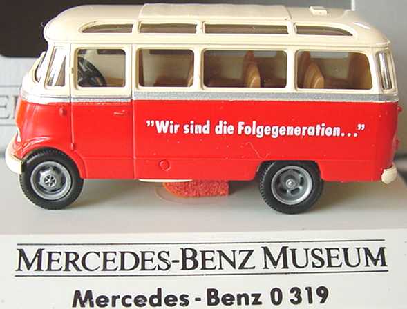 Foto 1:87 Mercedes-Benz O 319 rot/beige Wir sind die Folgegeneration - Jahrestreffen 1992 Brekina
