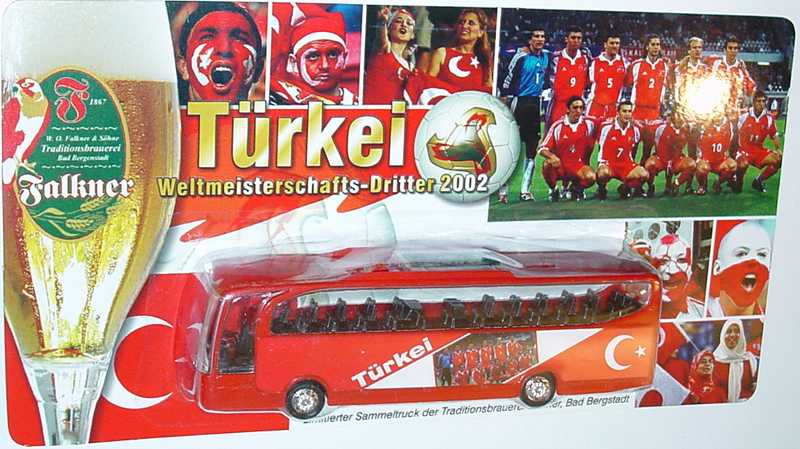 Foto 1:87 Mercedes-Benz O 580 Travego 2a  Falkner Brauerei - Türkei - WM-Dritter 2002 Gefra Werbung