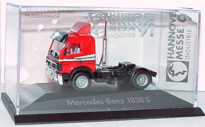 Foto 1:87 Mercedes-Benz SK 2a Szgm rot Hannover Messe Industie ´91 Werbemodell herpa