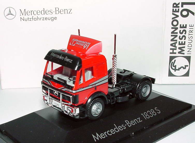 Foto 1:87 Mercedes-Benz SK 2a Szgm rot Hannover Messe Industie ´91 Werbemodell herpa