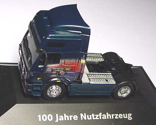 Foto 1:87 Mercedes-Benz SK ´94 Eurocab Fv Cv 2a Szgm grün-met. 100 Jahre Nutzfahrzeug Werbemodell(oV)(Mängel) herpa B66000072