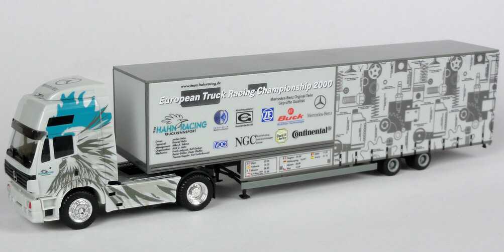Foto 1:87 Mercedes-Benz SK ´94 Eurocab Fv Cv JuKoSzg 2/2 Renntransporter ETRC 2000 Hahn-Racing Truckrennsport Werbemodell herpa B66000432