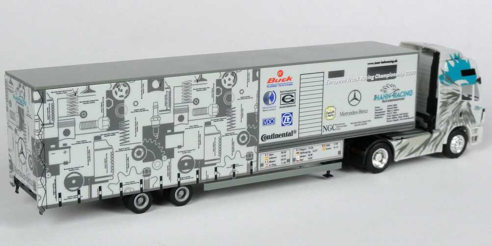 Foto 1:87 Mercedes-Benz SK ´94 Eurocab Fv Cv JuKoSzg 2/2 Renntransporter ETRC 2000 Hahn-Racing Truckrennsport Werbemodell herpa B66000432