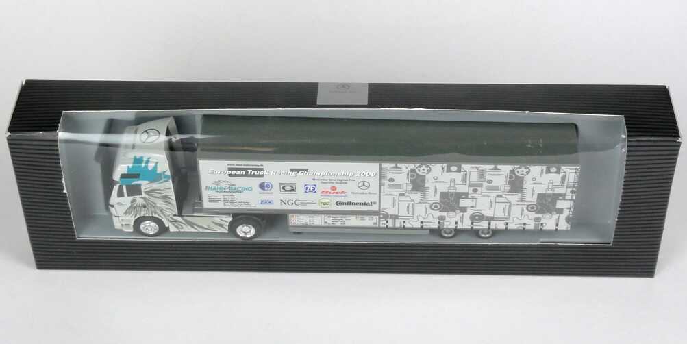 Foto 1:87 Mercedes-Benz SK ´94 Eurocab Fv Cv JuKoSzg 2/2 Renntransporter ETRC 2000 Hahn-Racing Truckrennsport Werbemodell herpa B66000432