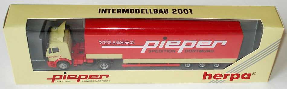 Foto 1:87 Mercedes-Benz SK ´94 JuPPSzg 2/3 Pieper Spedition Dortmund, Volumax (Intermodellbau 2001) herpa 252041