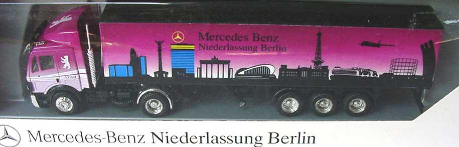 Foto 1:87 Mercedes-Benz SK Fv KoSzg 2/3 Mercedes-Benz Ndl. Berlin, Der Berliner (Aufliegerdach schwarz) herpa