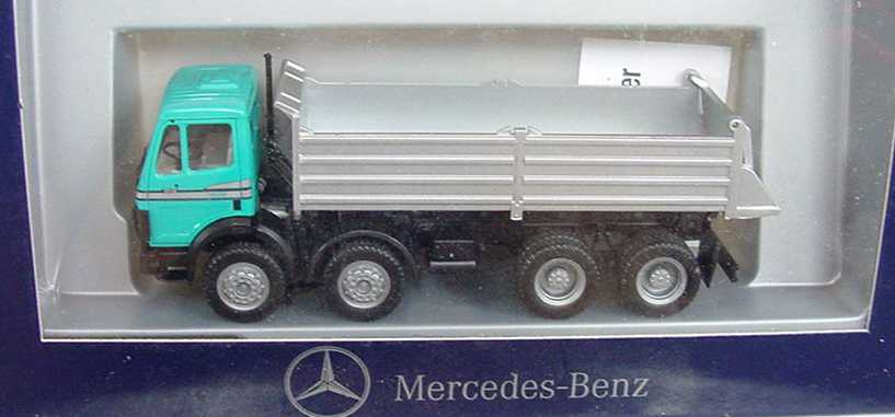 Foto 1:87 Mercedes-Benz SK (K) 4a Kipper türkis/silber Werbemodell herpa B66000009