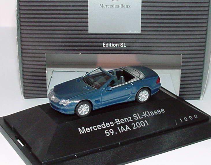 Foto 1:87 Mercedes-Benz SL 500 (R230) dioptasgrün IAA 2001 Werbemodell, Sockel ohne Nummern-Prägung herpa B66961325