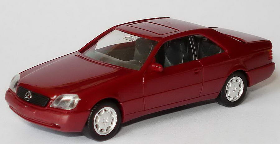 Foto 1:87 Mercedes-Benz S 600 Coupé (W140) barolorot Felgen silber herpa 031134/0188043