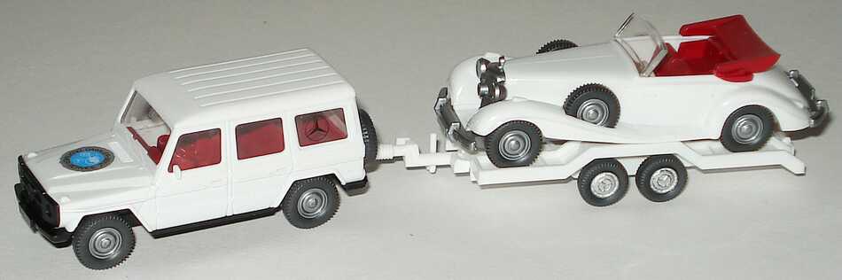 Foto 1:87 Mercedes-Benz Set-Packung Daimler-Benz Oldtimer-Service (230G mit Autotransportanhänger + 540K weiß) Werbemodell Wiking